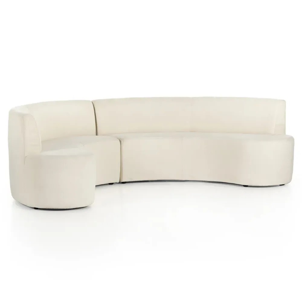 Sabrea Curved Dining Banquette - White