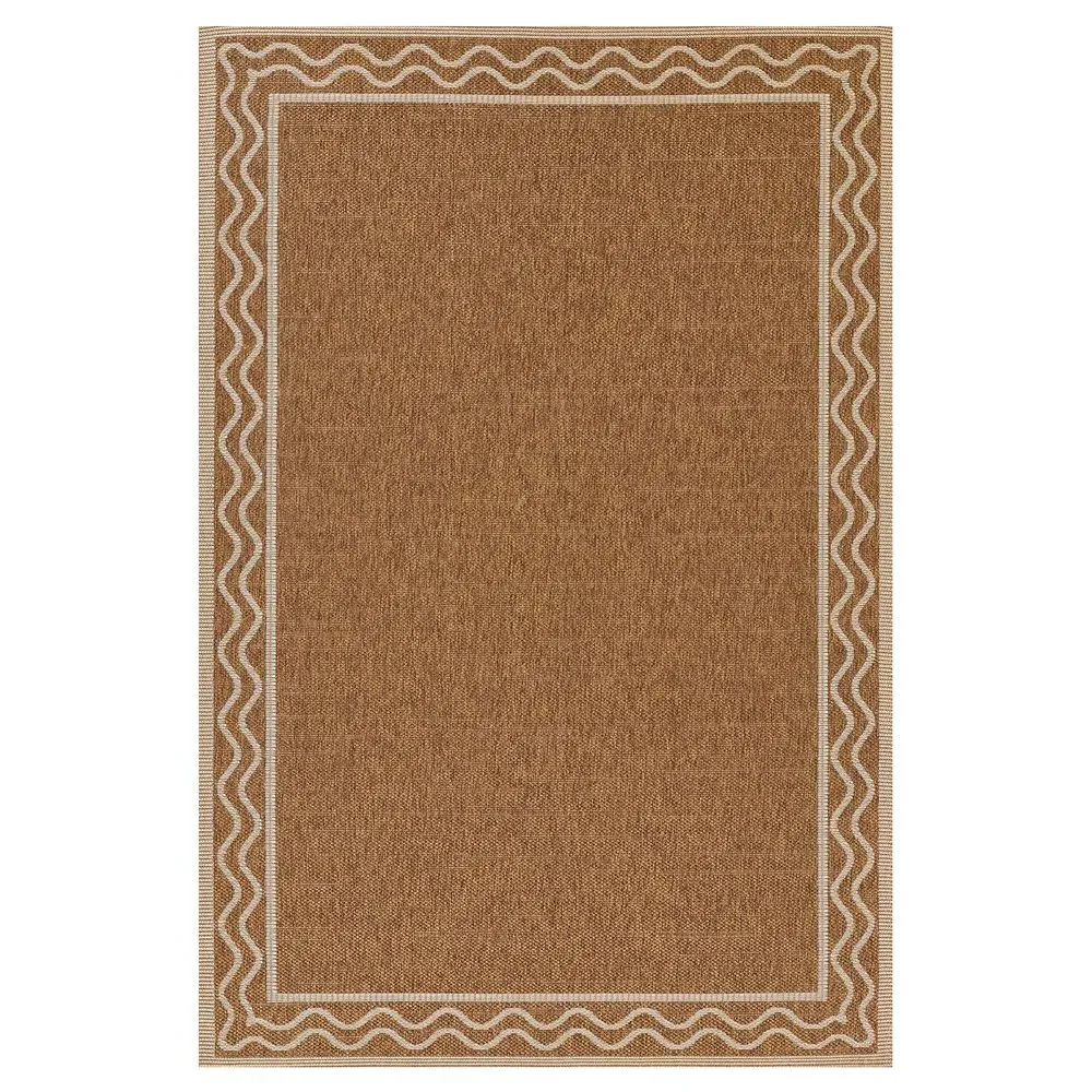 Sabria Wave Border Indoor Outdoor Rug - Natural, Polypropylene image