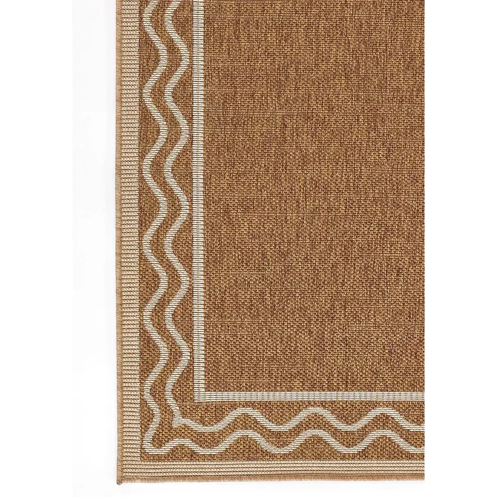 Sabria Wave Border Indoor Outdoor Rug - Natural, Polypropylene