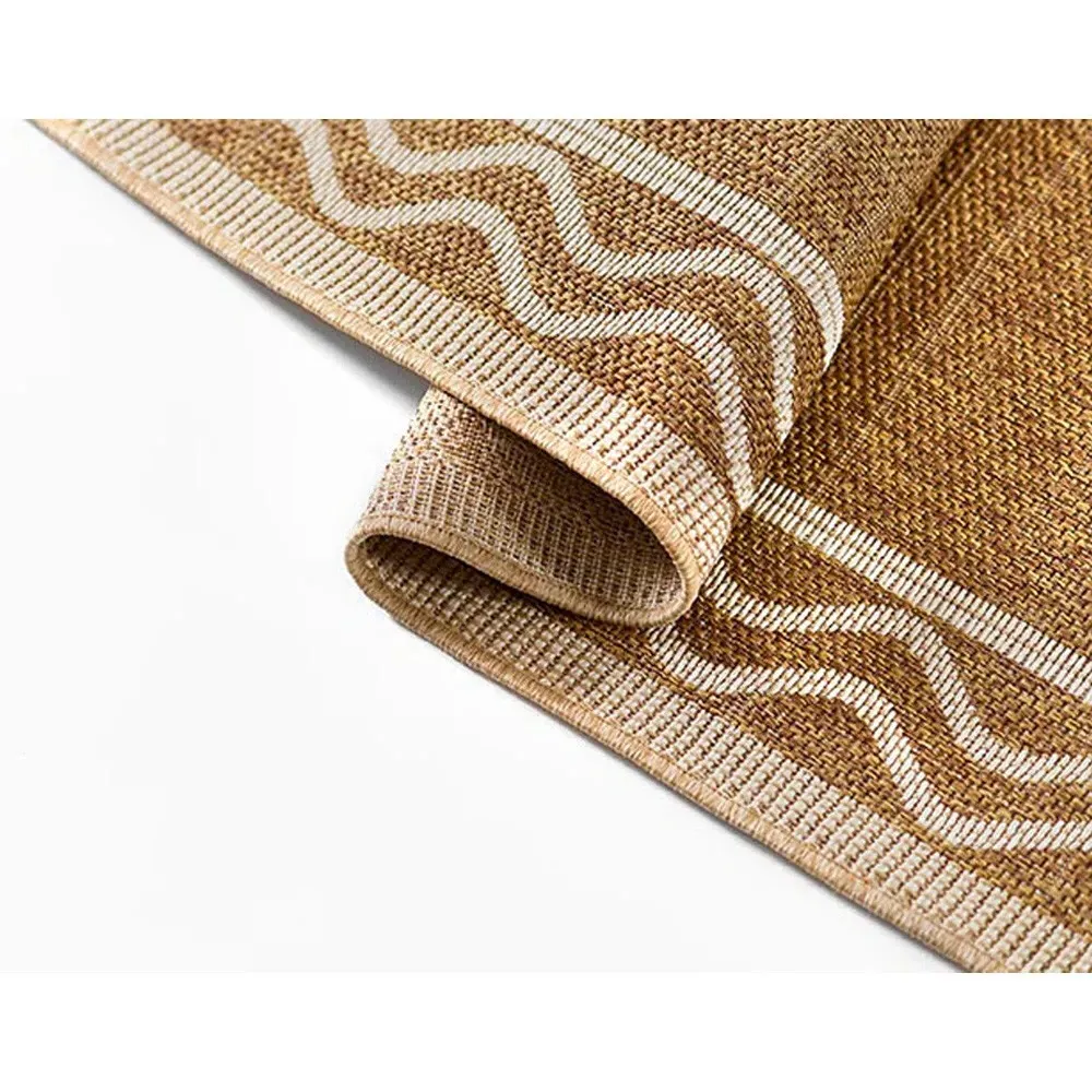 Sabria Wave Border Indoor Outdoor Rug - Natural, Polypropylene