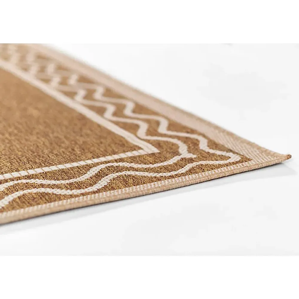 Sabria Wave Border Indoor Outdoor Rug - Natural, Polypropylene