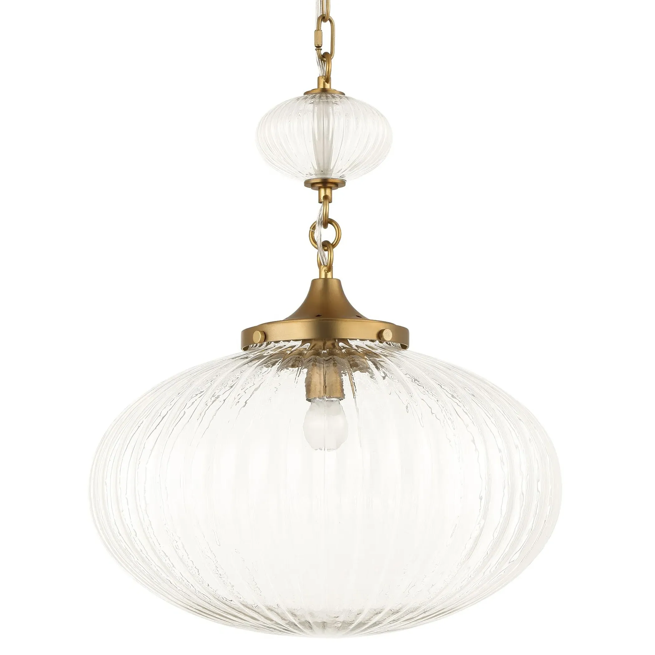Sabrina Round Pendant - Matte Brushed Gold, Glass