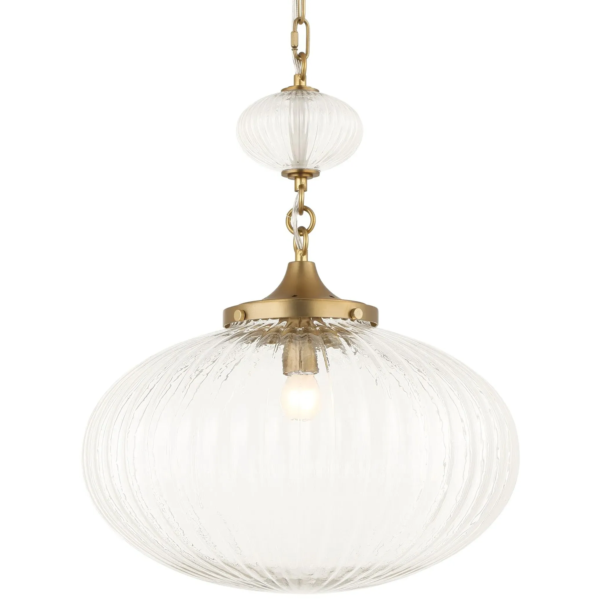 Sabrina Round Pendant - Matte Brushed Gold, Glass