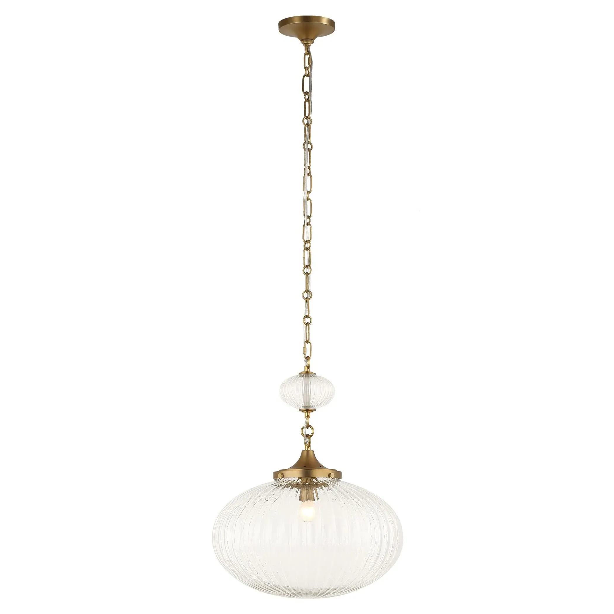 Sabrina Round Pendant - Matte Brushed Gold, Glass