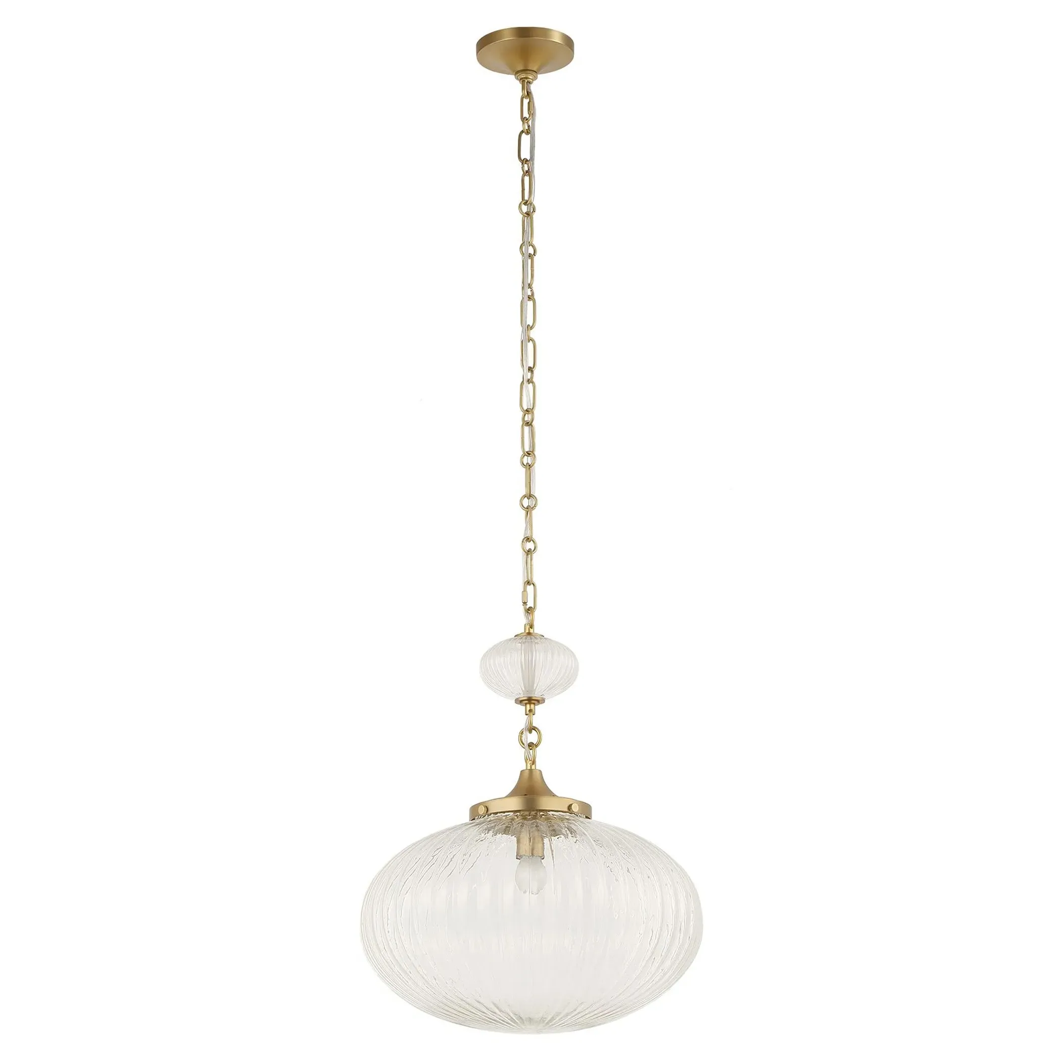 Sabrina Round Pendant - Matte Brushed Gold, Glass
