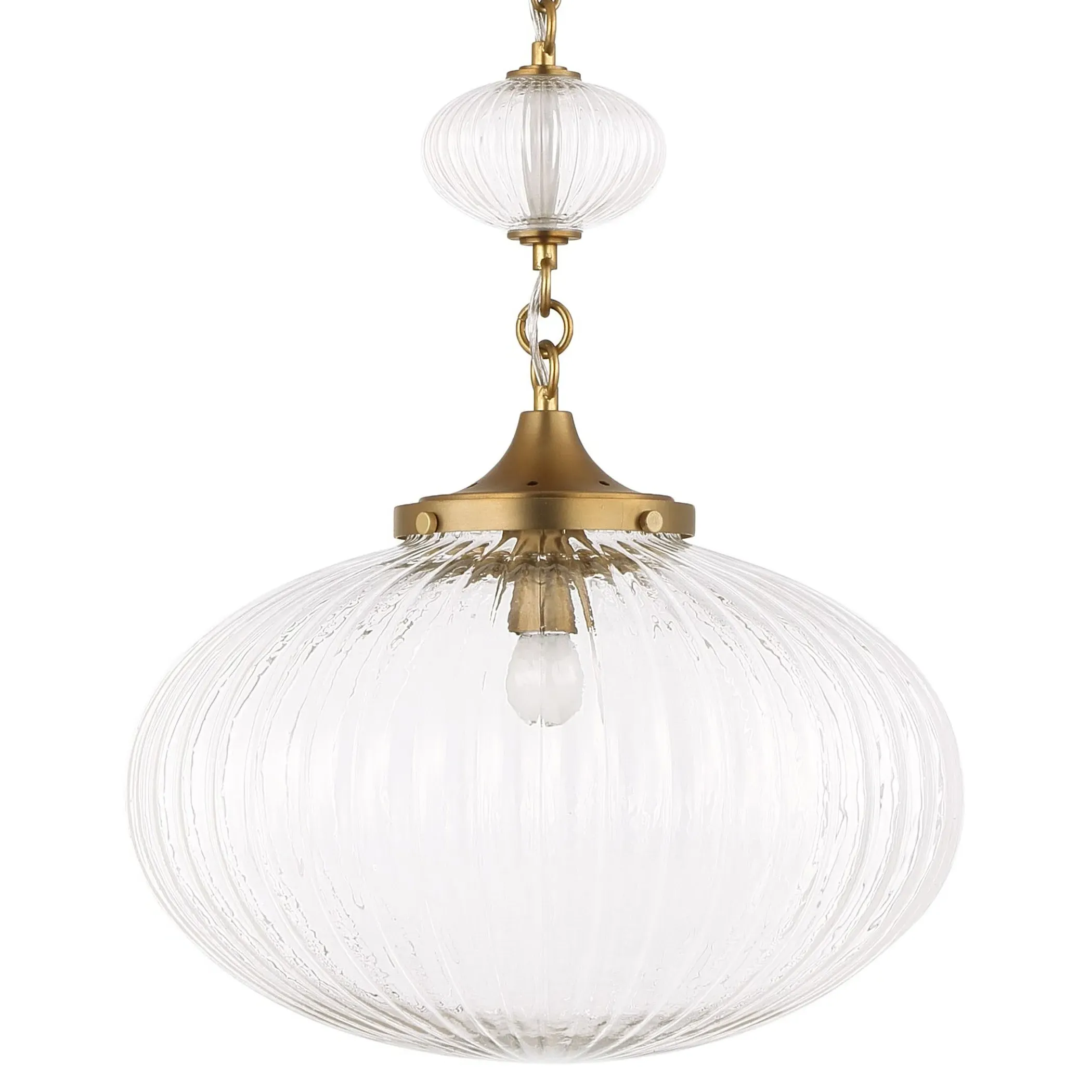Sabrina Round Pendant - Matte Brushed Gold, Glass