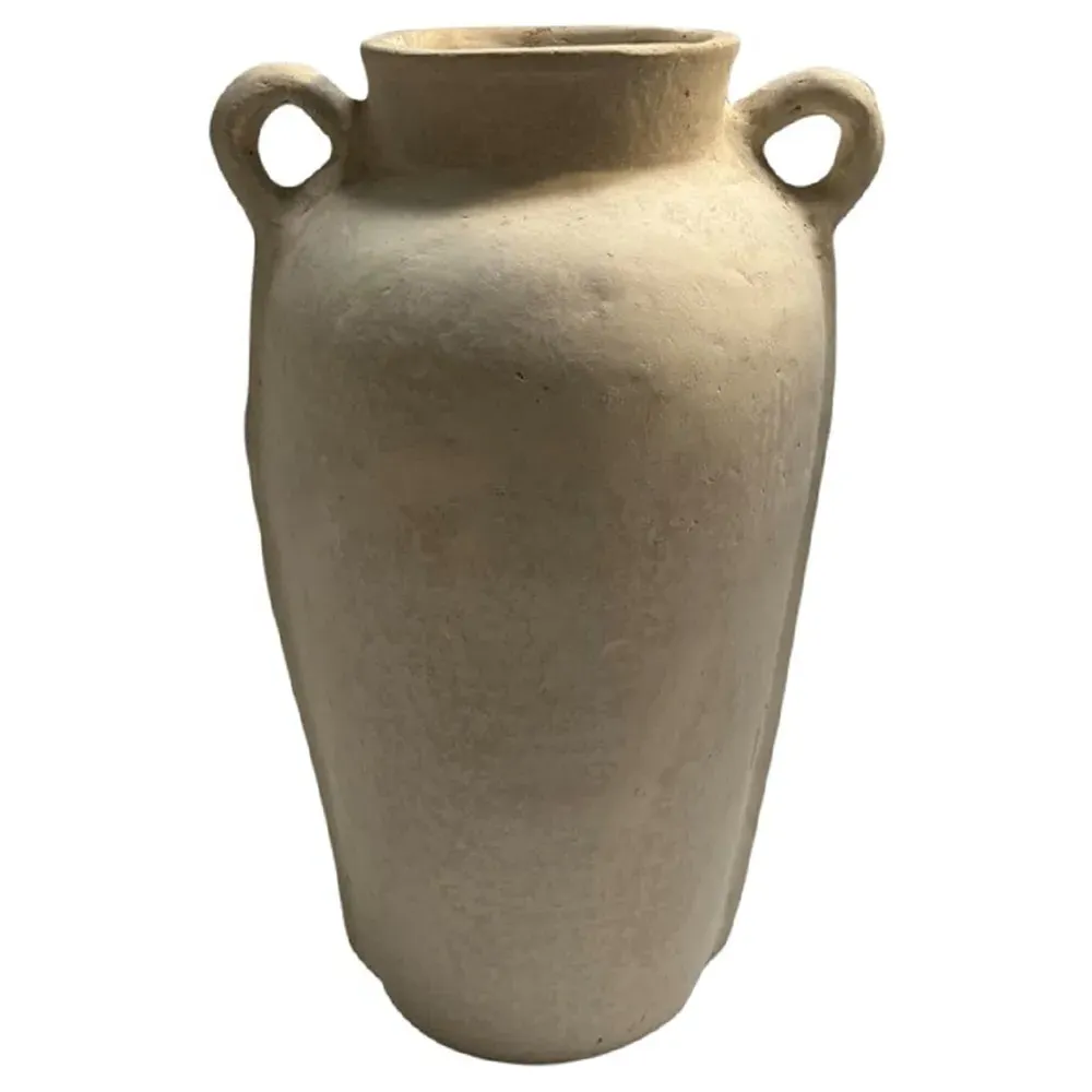Sacha Handle Decorative Table Vase - Beige, Paper Mache image