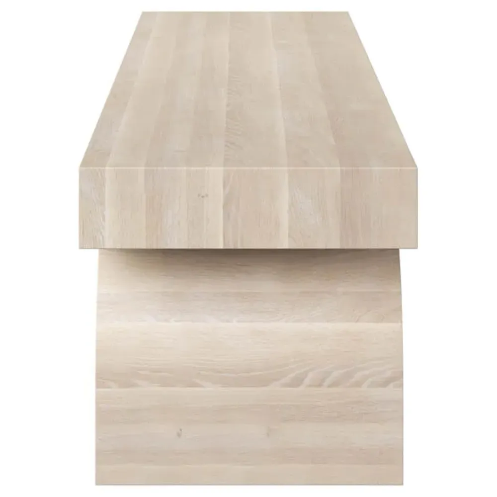 Sade Geometric Base Bench - Beige, Oak