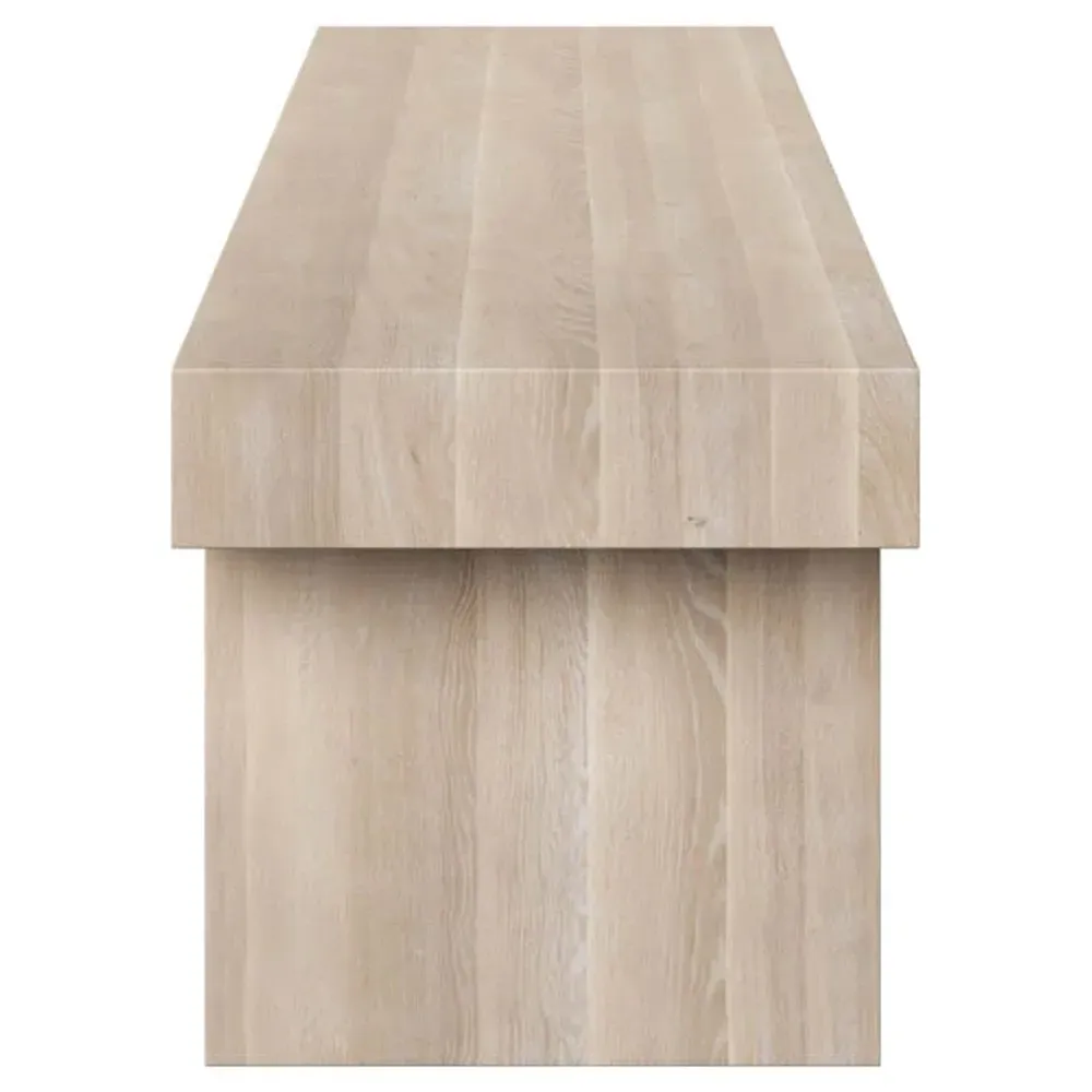Sade Geometric Base Bench - Beige, Oak