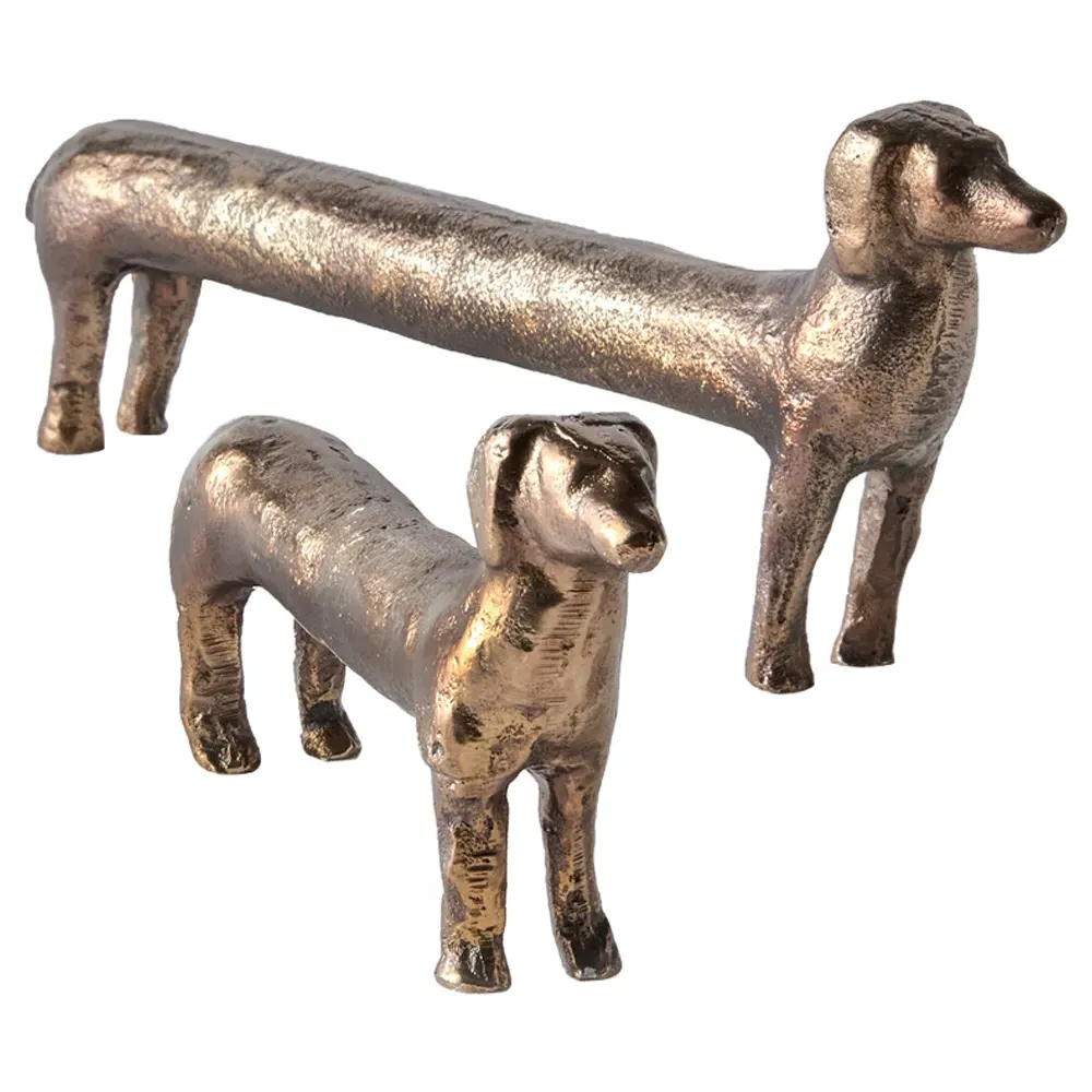 Sadie Dachshund Sculpture Set of 2 - Antique Brass, Aluminum image