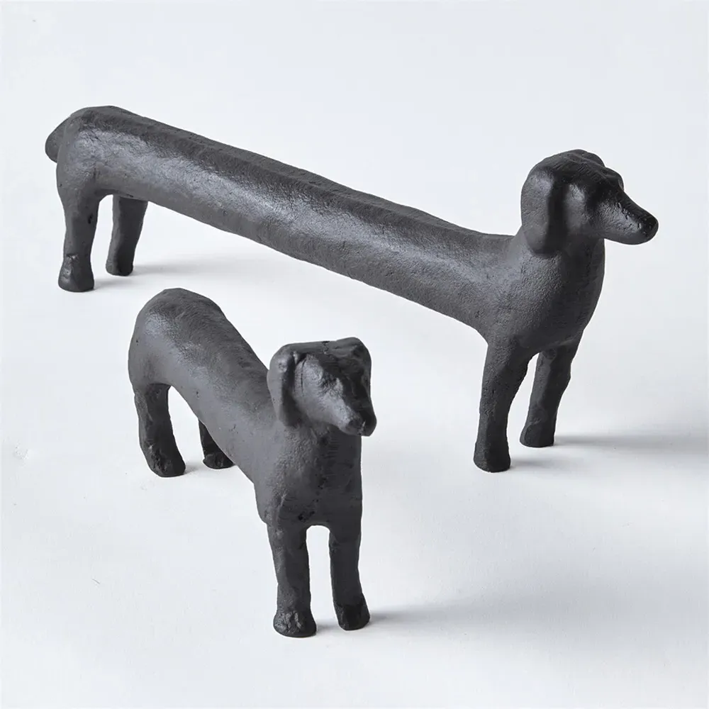 Sadie Dachshund Sculpture Set of 2 - Black, Aluminum