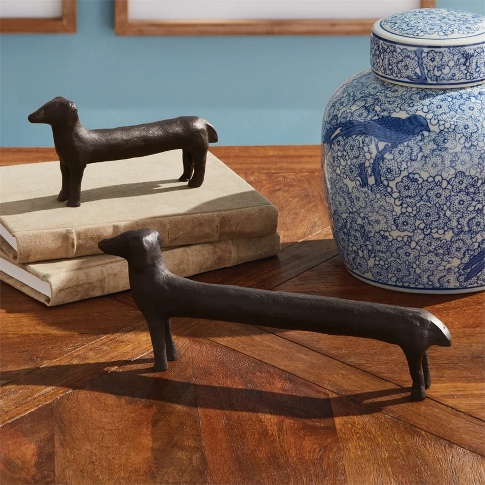 Sadie Dachshund Sculpture Set of 2 - Black, Aluminum