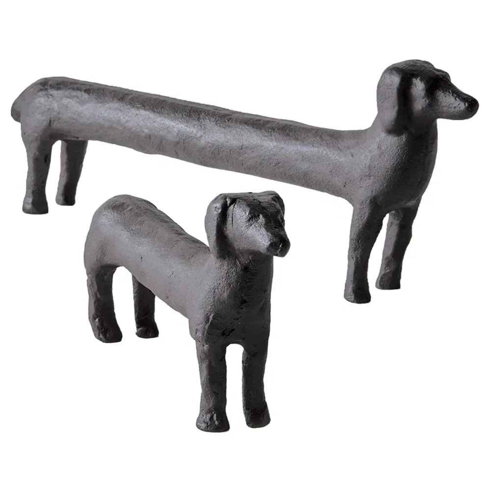 Sadie Dachshund Sculpture Set of 2 - Black, Aluminum