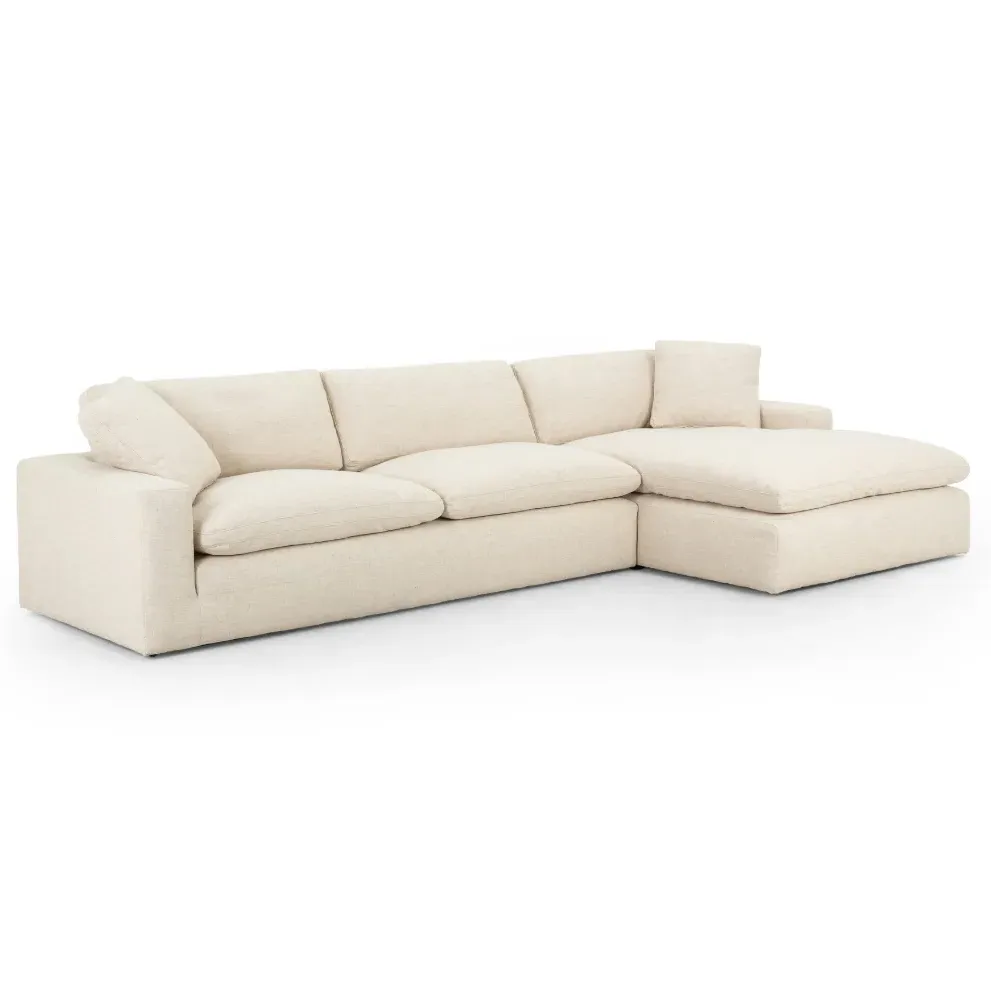 Sadie Left Chaise Sectional - Cream, Performance Fabric