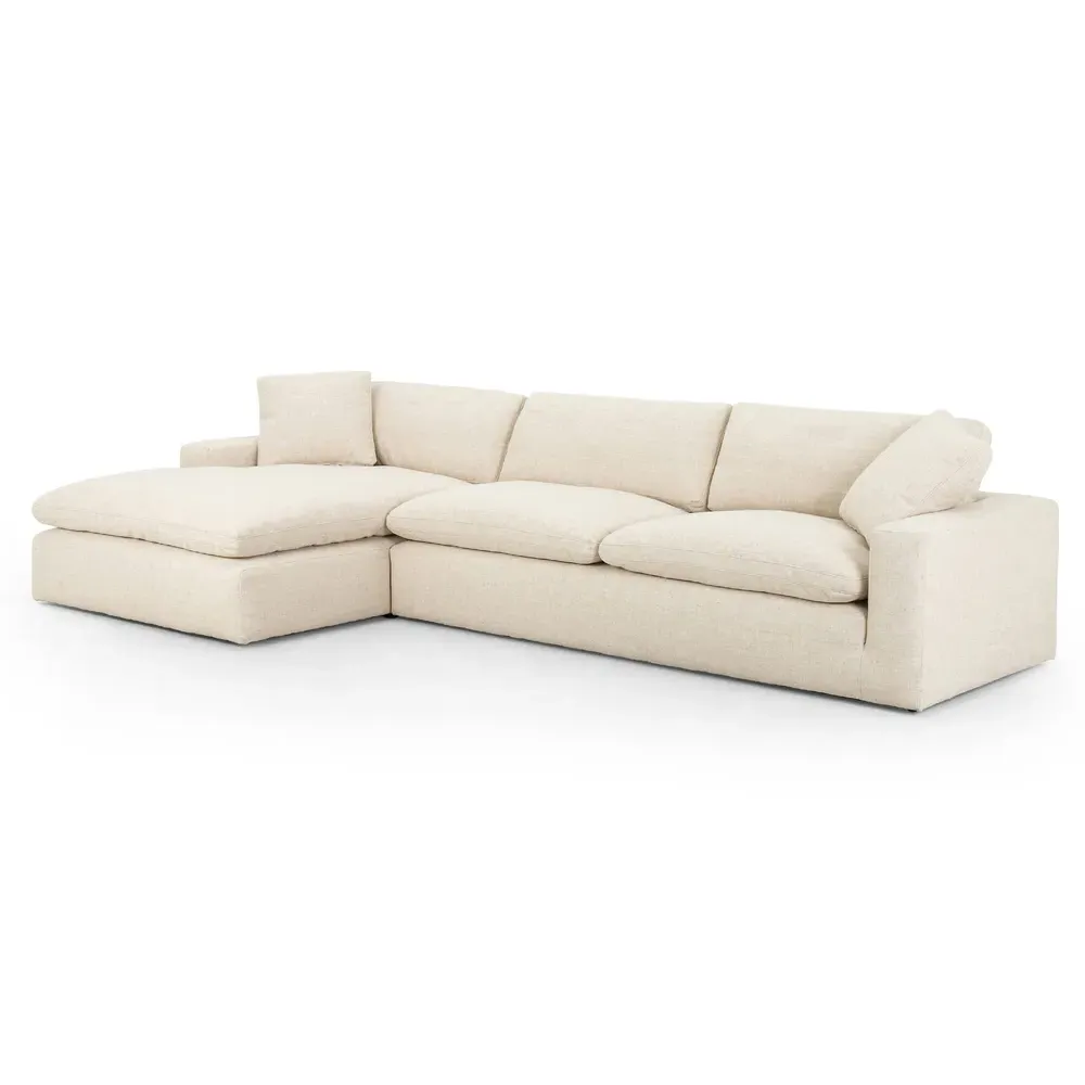 Sadie Right Chaise Sectional - Cream, Performance Fabric