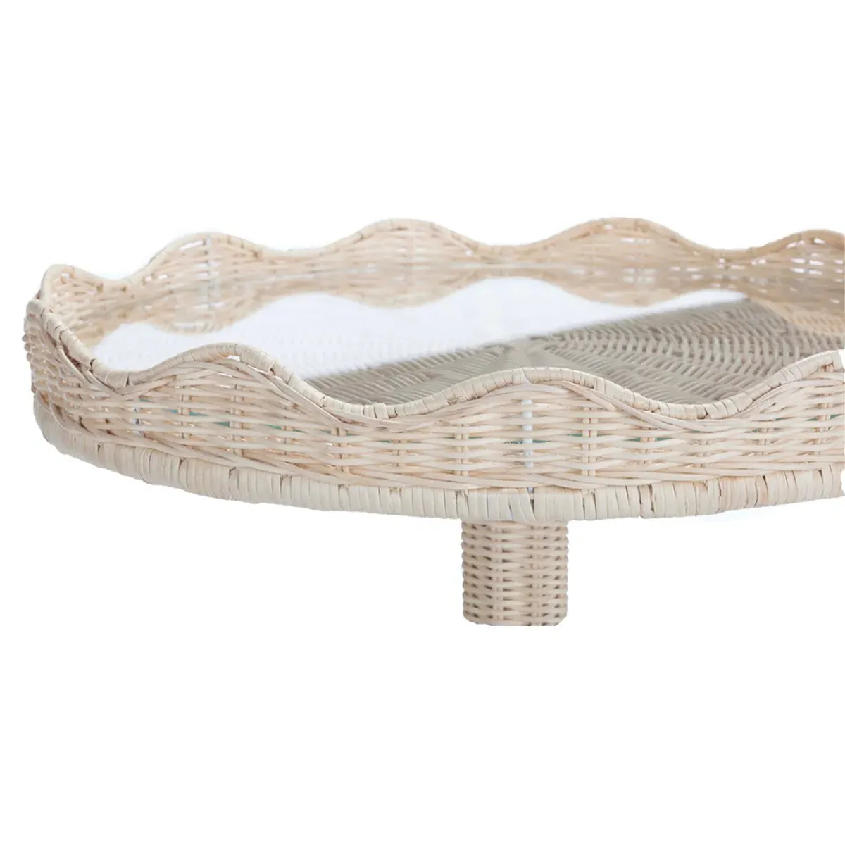 Sadie Scalloped Side Table - Brown, Rattan