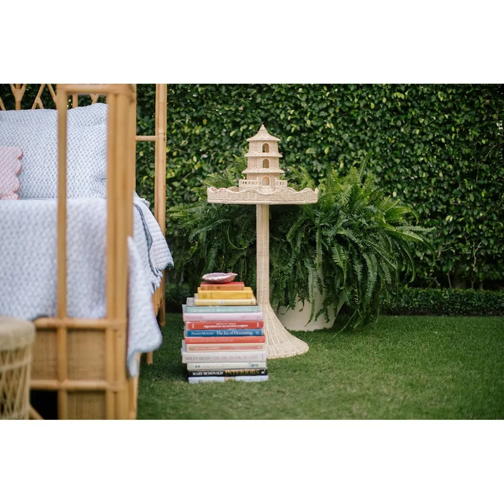 Sadie Scalloped Side Table - Brown, Rattan