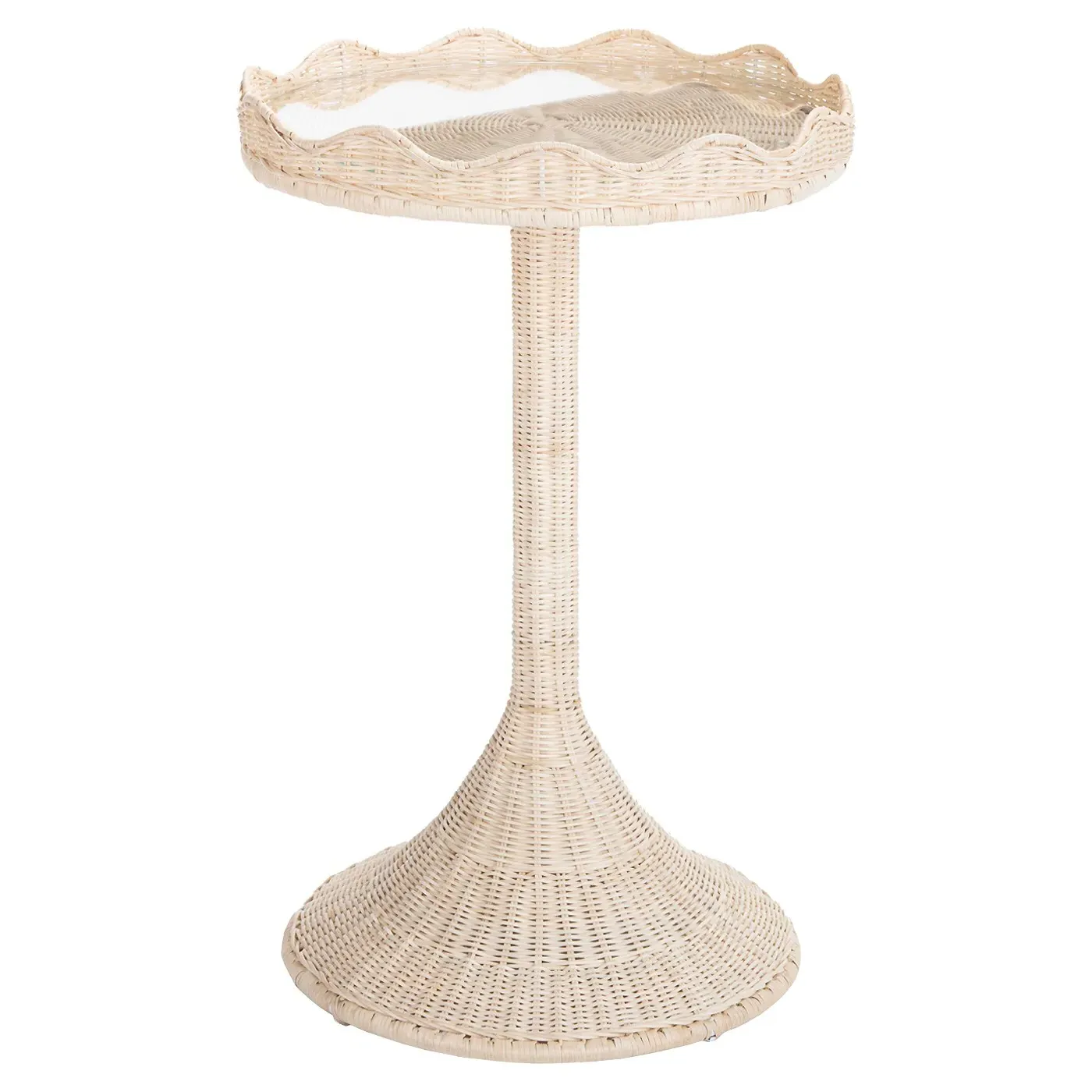 Sadie Scalloped Side Table - Brown, Rattan image