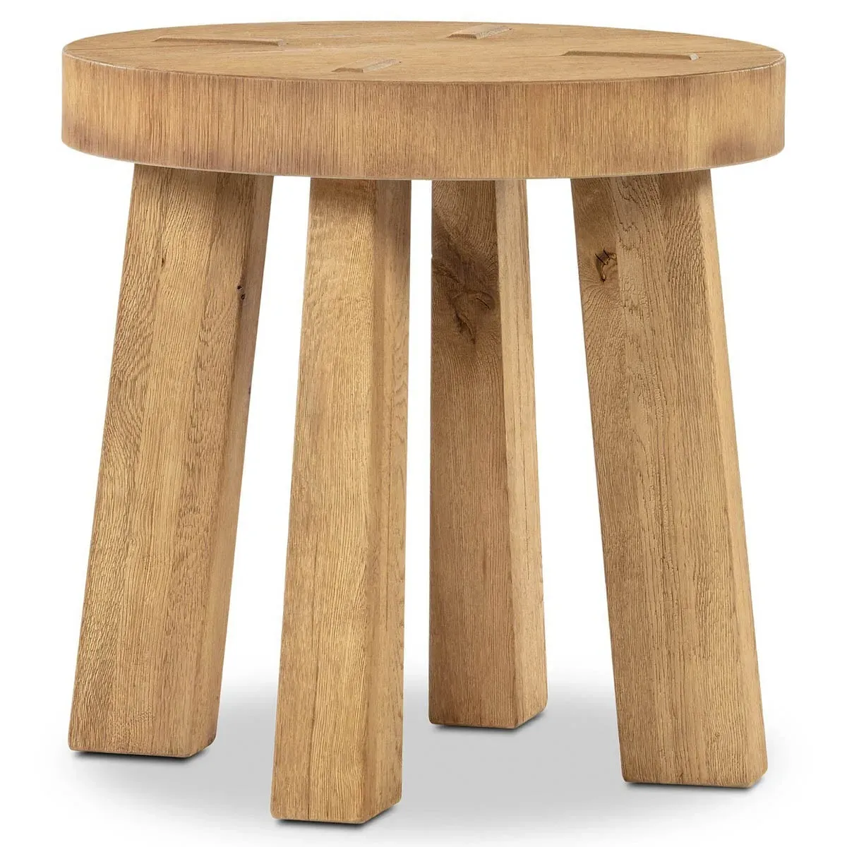 Sadira Round End Table - Brown, Oak