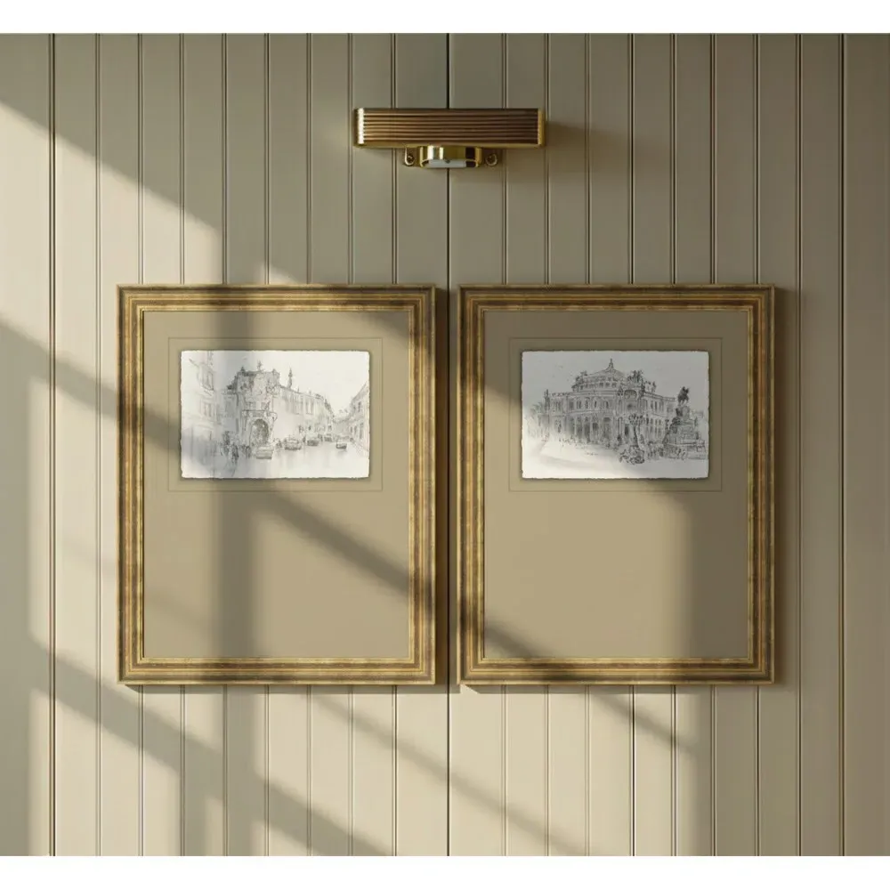 Saffira Architecture Illustration 1 Frame - Antique Gold