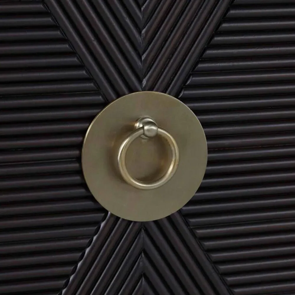 Saffron Ribbed Media Cabinet - Dark Brown, Oak Wood