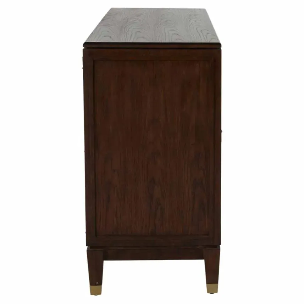 Saffron Ribbed Media Cabinet - Dark Brown, Oak Wood