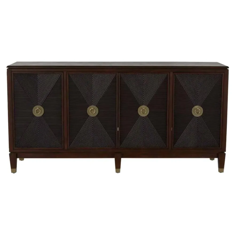 Saffron Ribbed Media Cabinet - Dark Brown, Oak Wood image