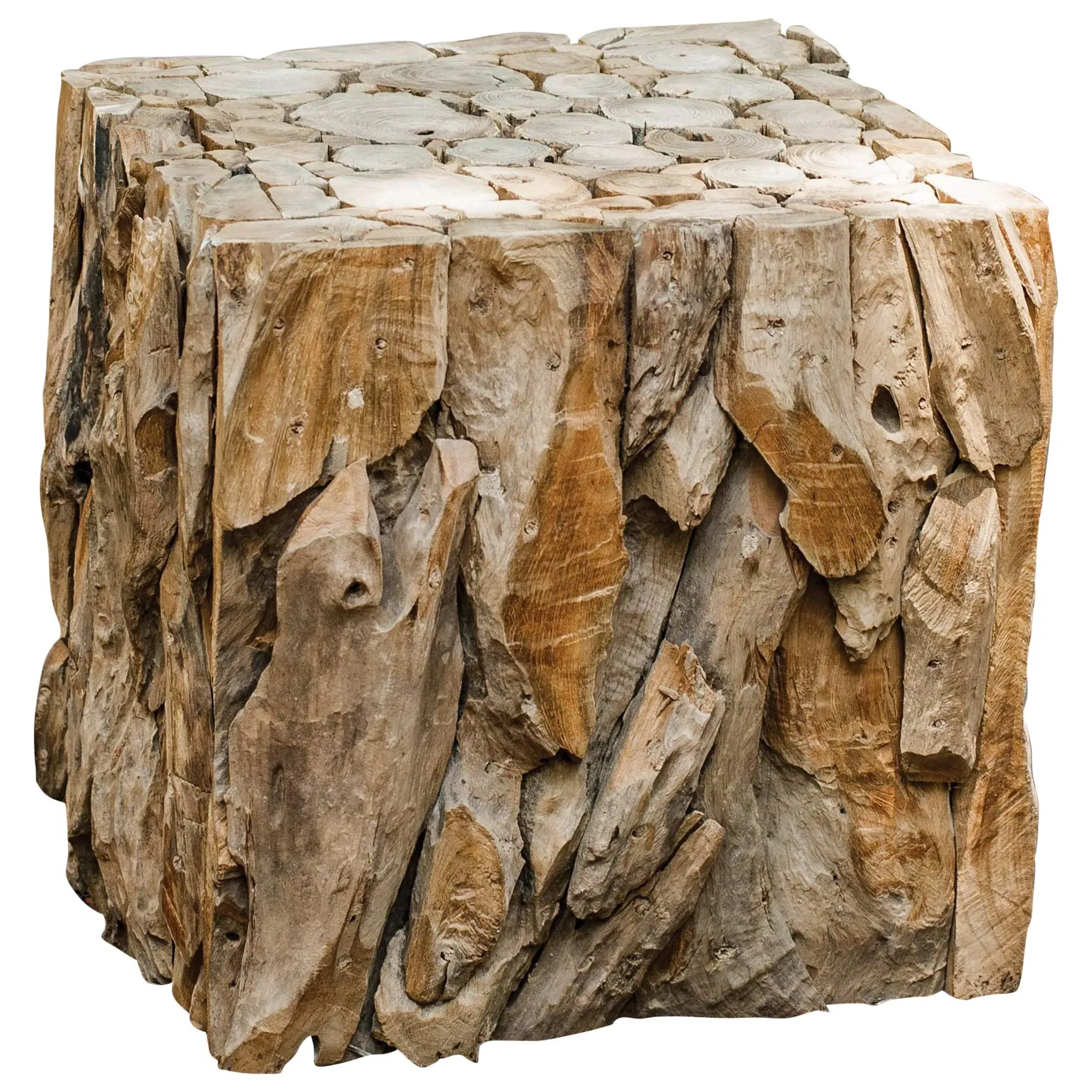 Sagamore Cube End Table - Brown, Reclaimed Teak image