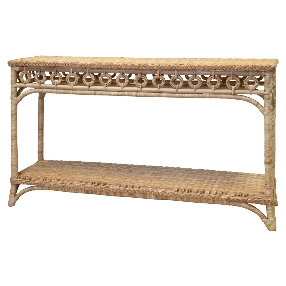 Sage Coastal Beach Console Table - Brown, Rattan image