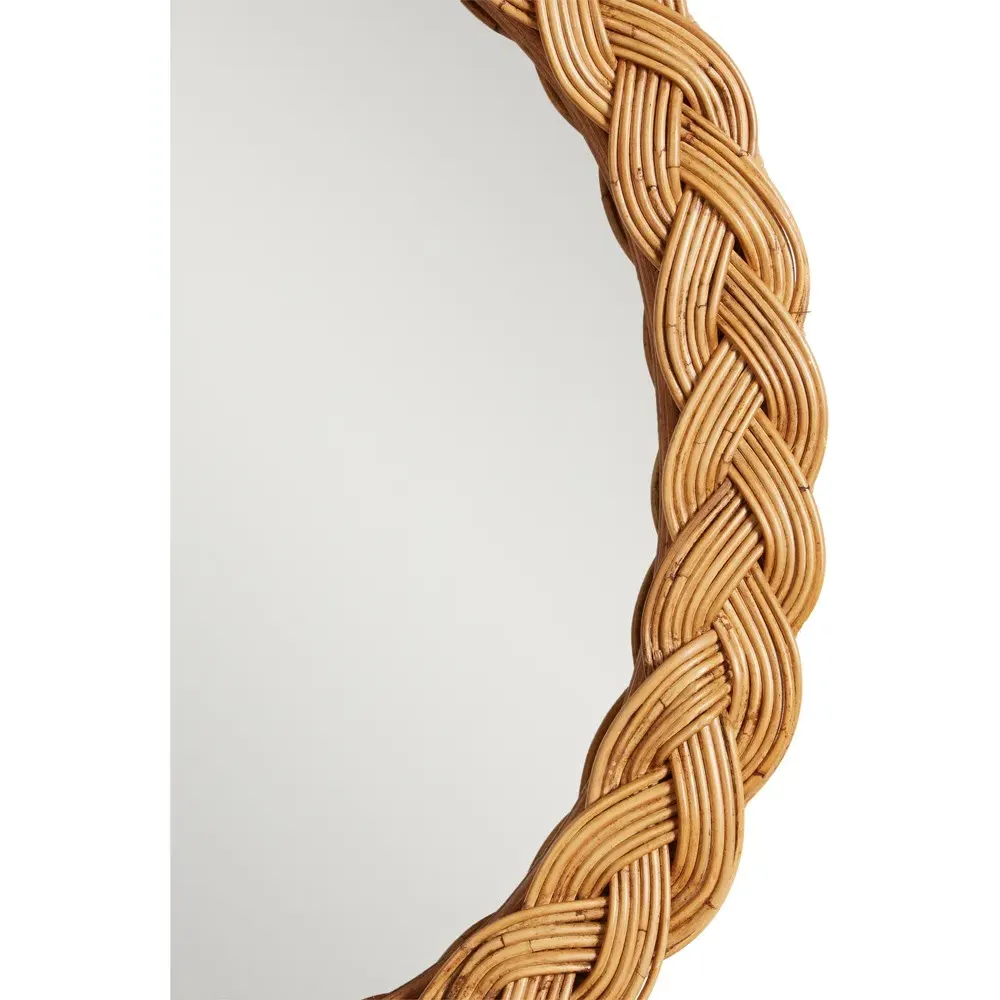 Sage Coastal Oval Wall Mirror - Brown, Rattan