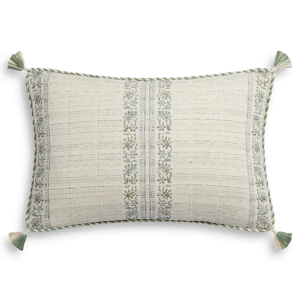 Sage Cotton Down Fill Lumbar Pillow - Green