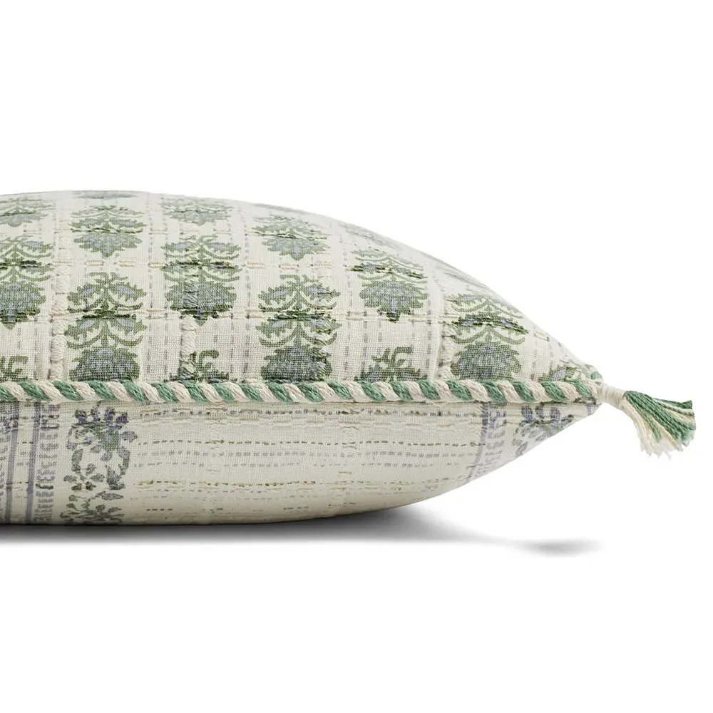 Sage Cotton Down Fill Lumbar Pillow - Green