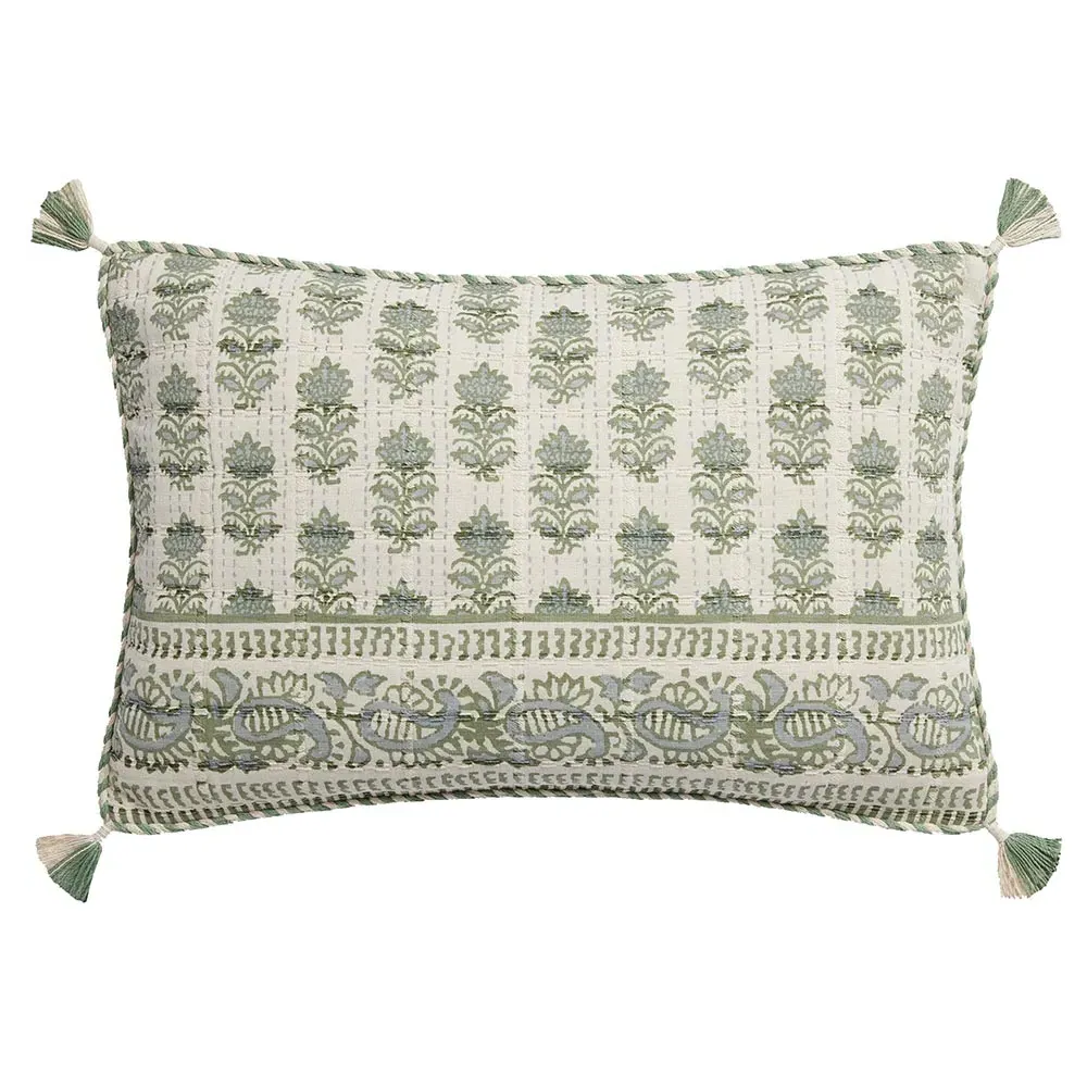 Sage Cotton Down Fill Lumbar Pillow - Green image