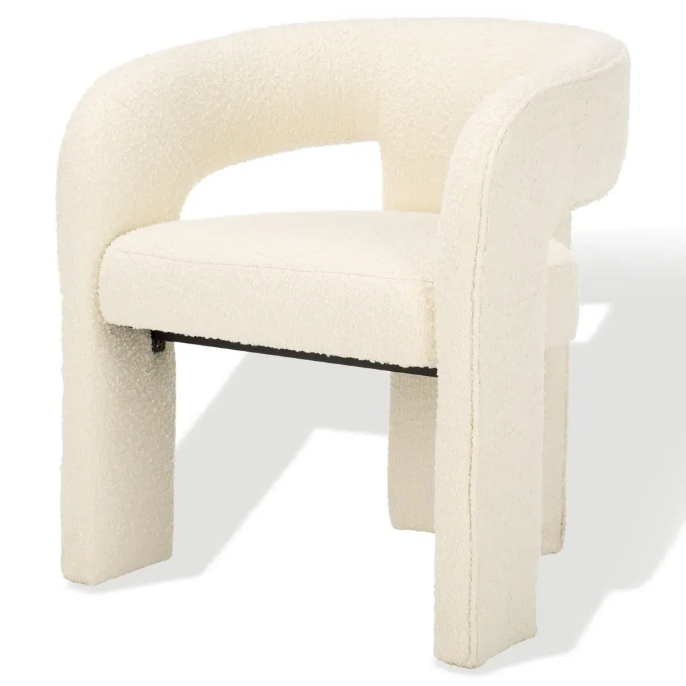 Sage Dining Arm Chair - White, Boucle