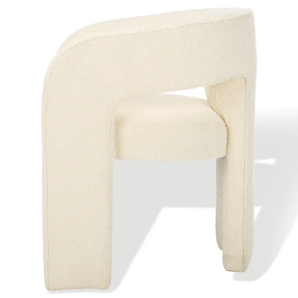 Sage Dining Arm Chair - White, Boucle