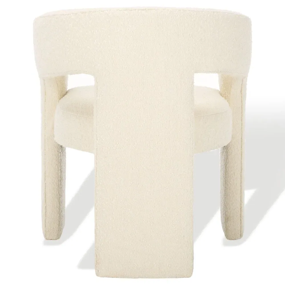Sage Dining Arm Chair - White, Boucle