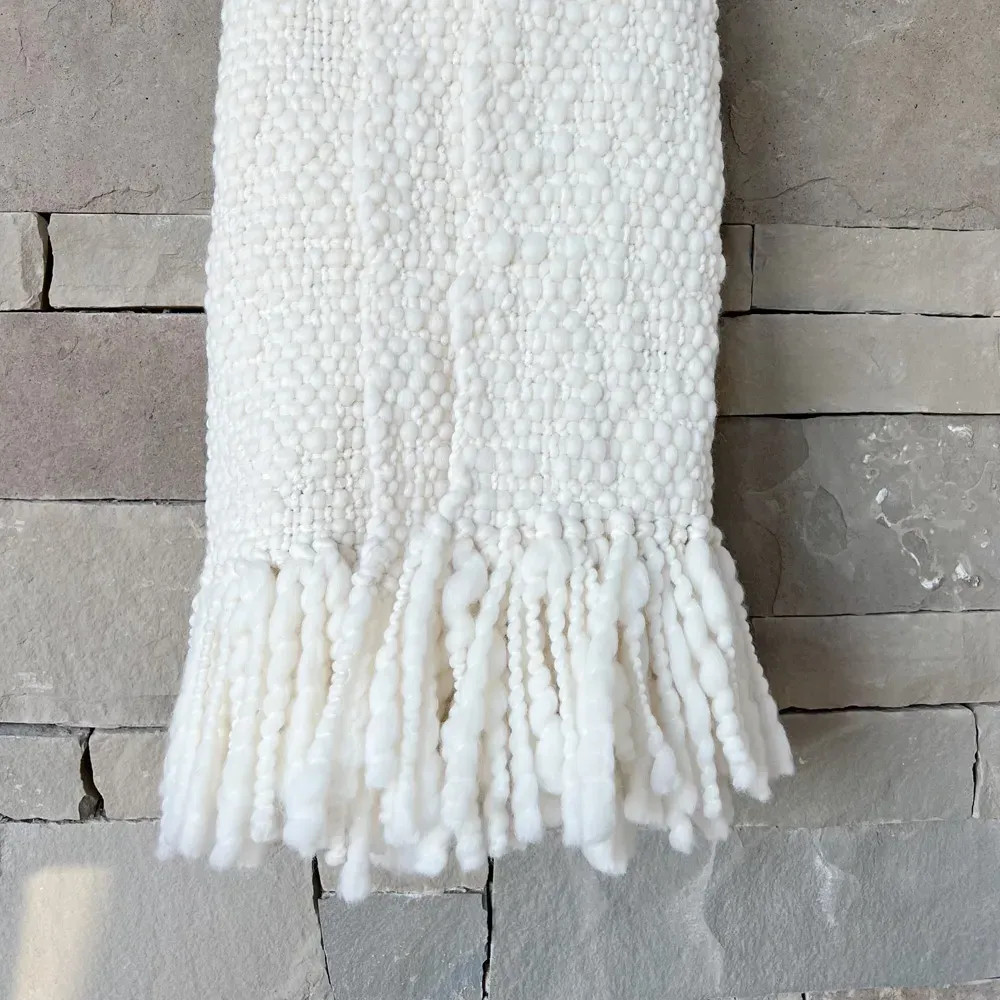 Sage Handwoven Throw Blanket - White, Wool