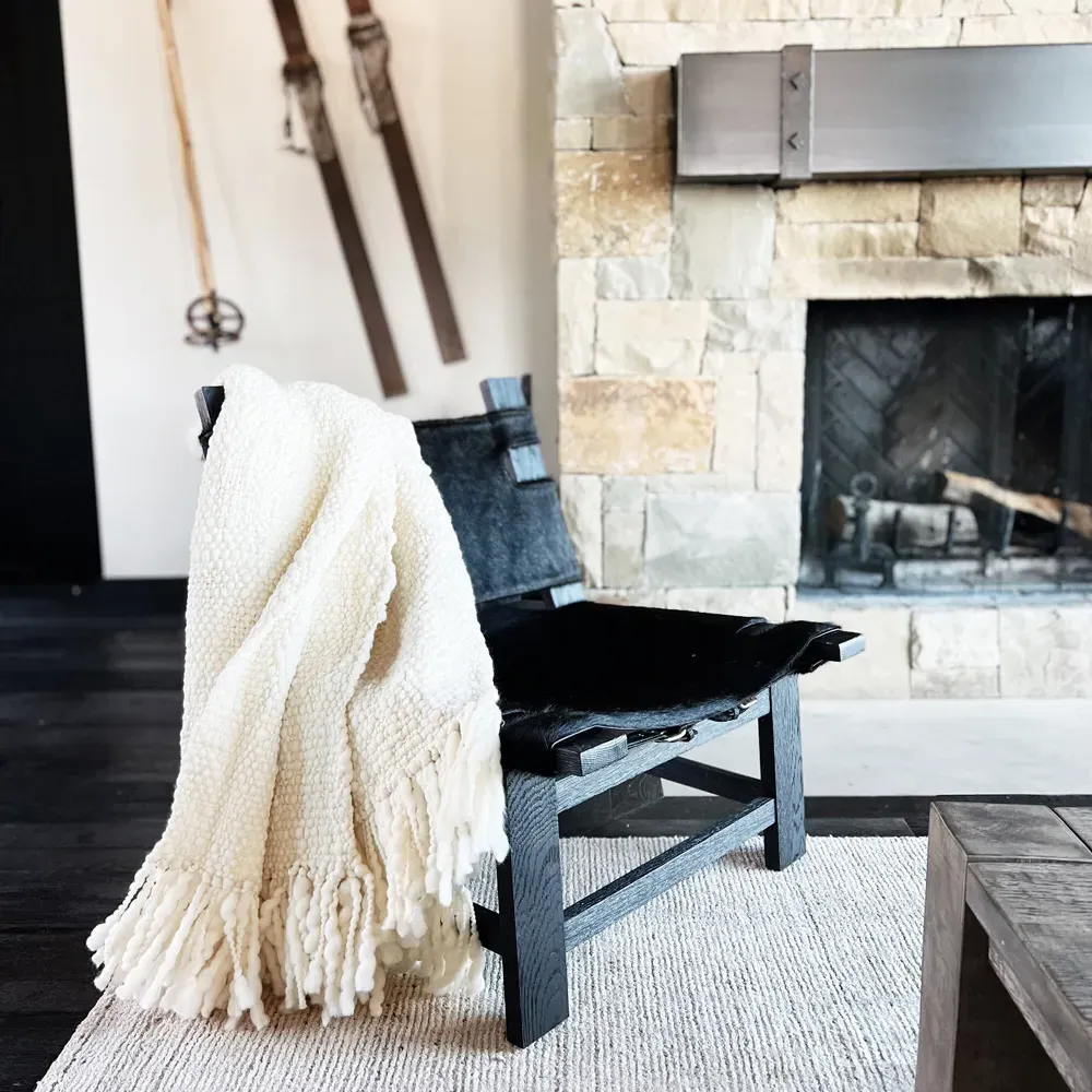 Sage Handwoven Throw Blanket - White, Wool