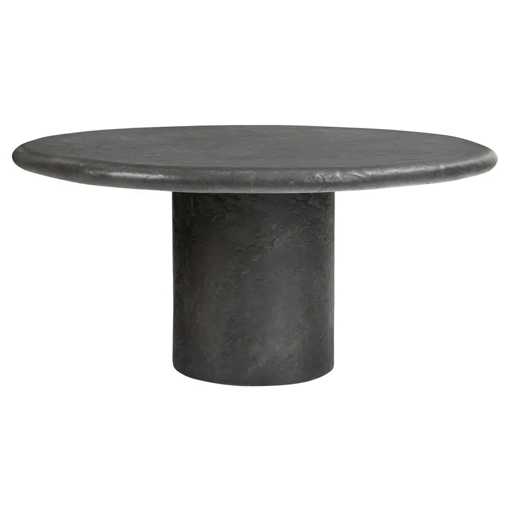 Sage Round Outdoor Coffee Table - Black, Concrete image
