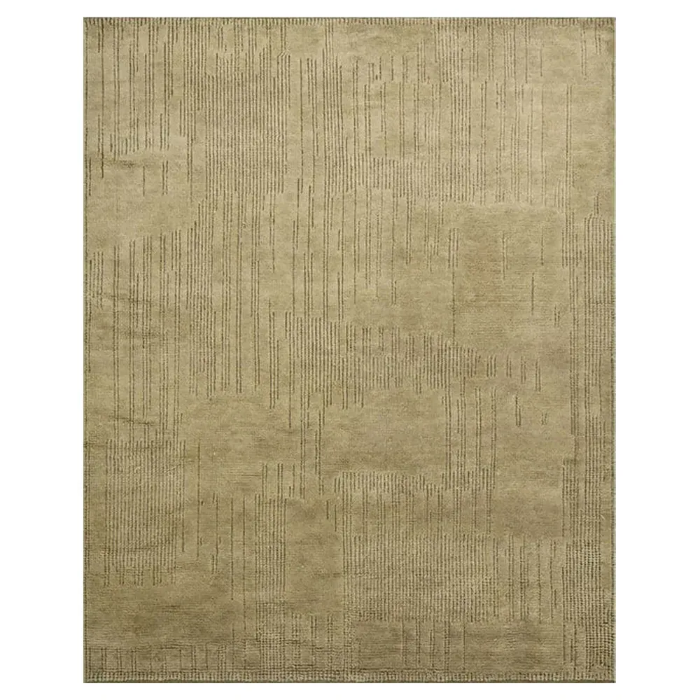 Saige Textured Hand Knotted Rug - Olive Green, Wool