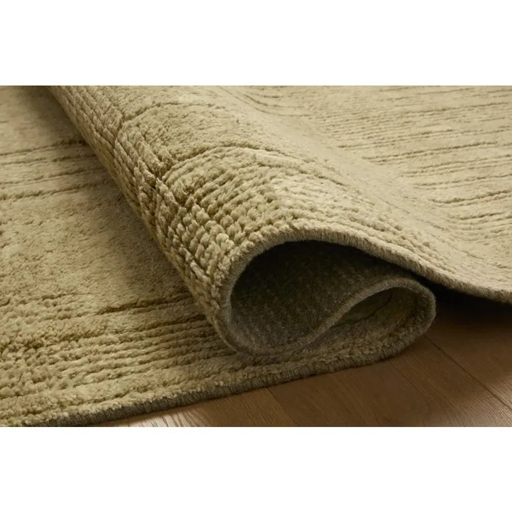 Saige Textured Hand Knotted Rug - Olive Green, Wool