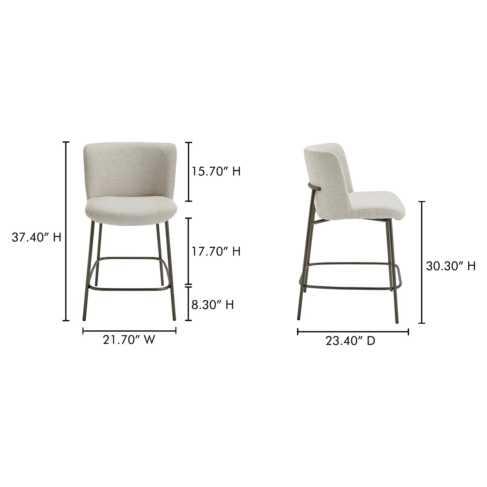 Sally Counter Stool - Beige, Metal