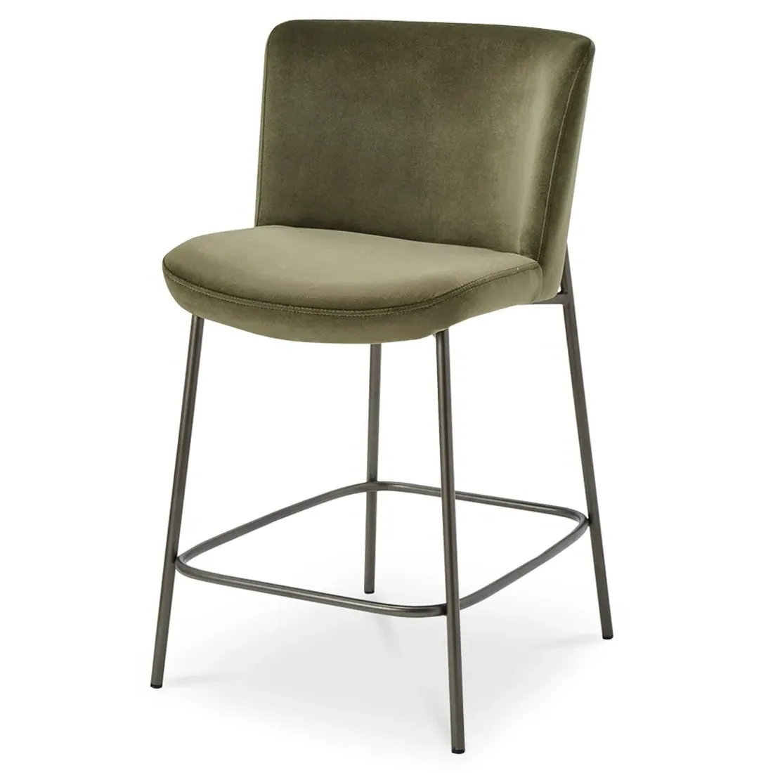 Sally Counter Stool - Olive Green, Velvet