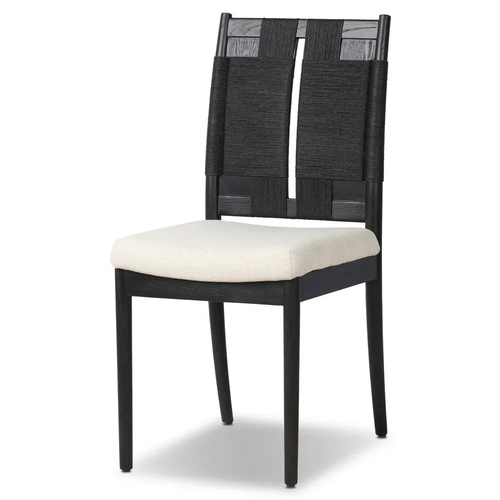 Sally Dining Chair - Cream, Black Wood
