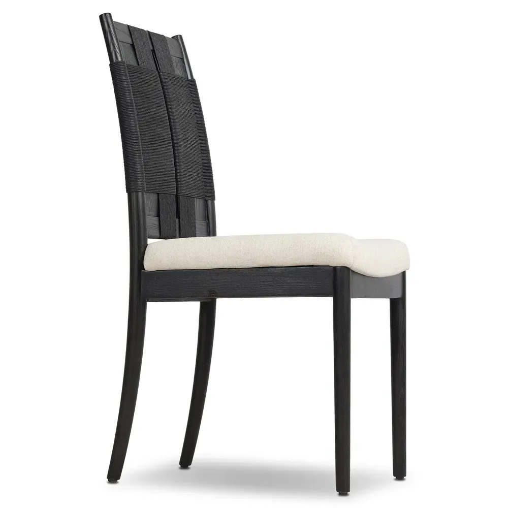 Sally Dining Chair - Cream, Black Wood