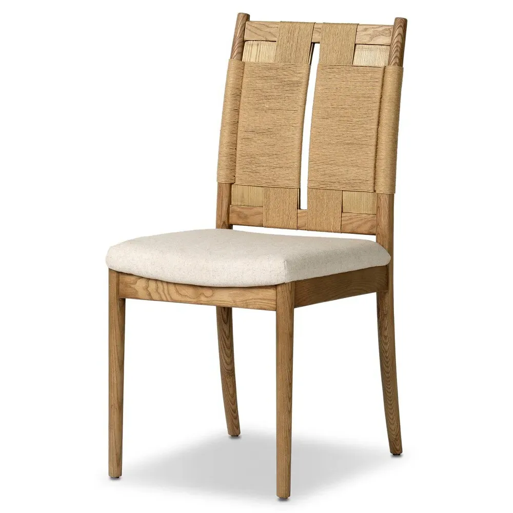 Sally Dining Chair - Cream, Natural Wood