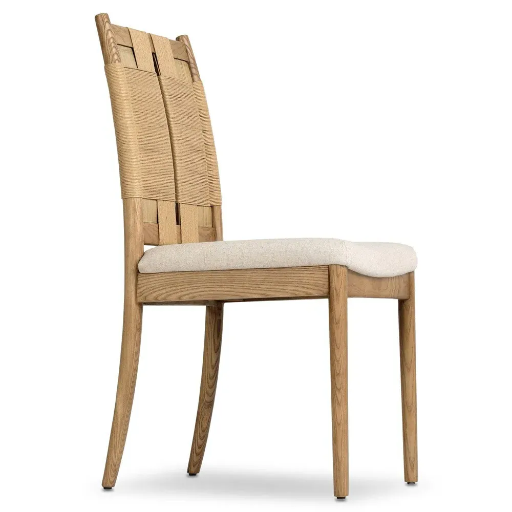 Sally Dining Chair - Cream, Natural Wood