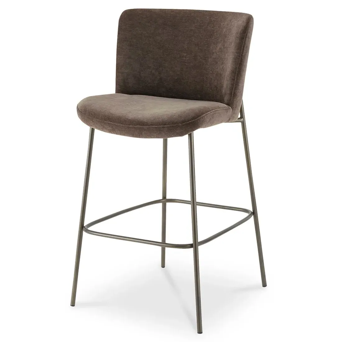 Sally Metal Bar Stool - Dark Brown, Polyester