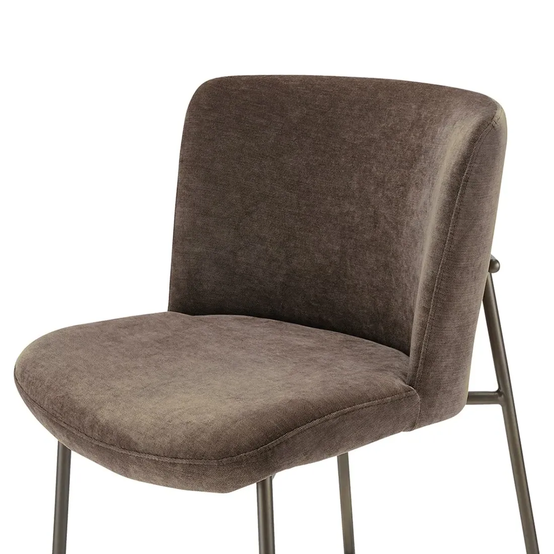 Sally Metal Bar Stool - Dark Brown, Polyester