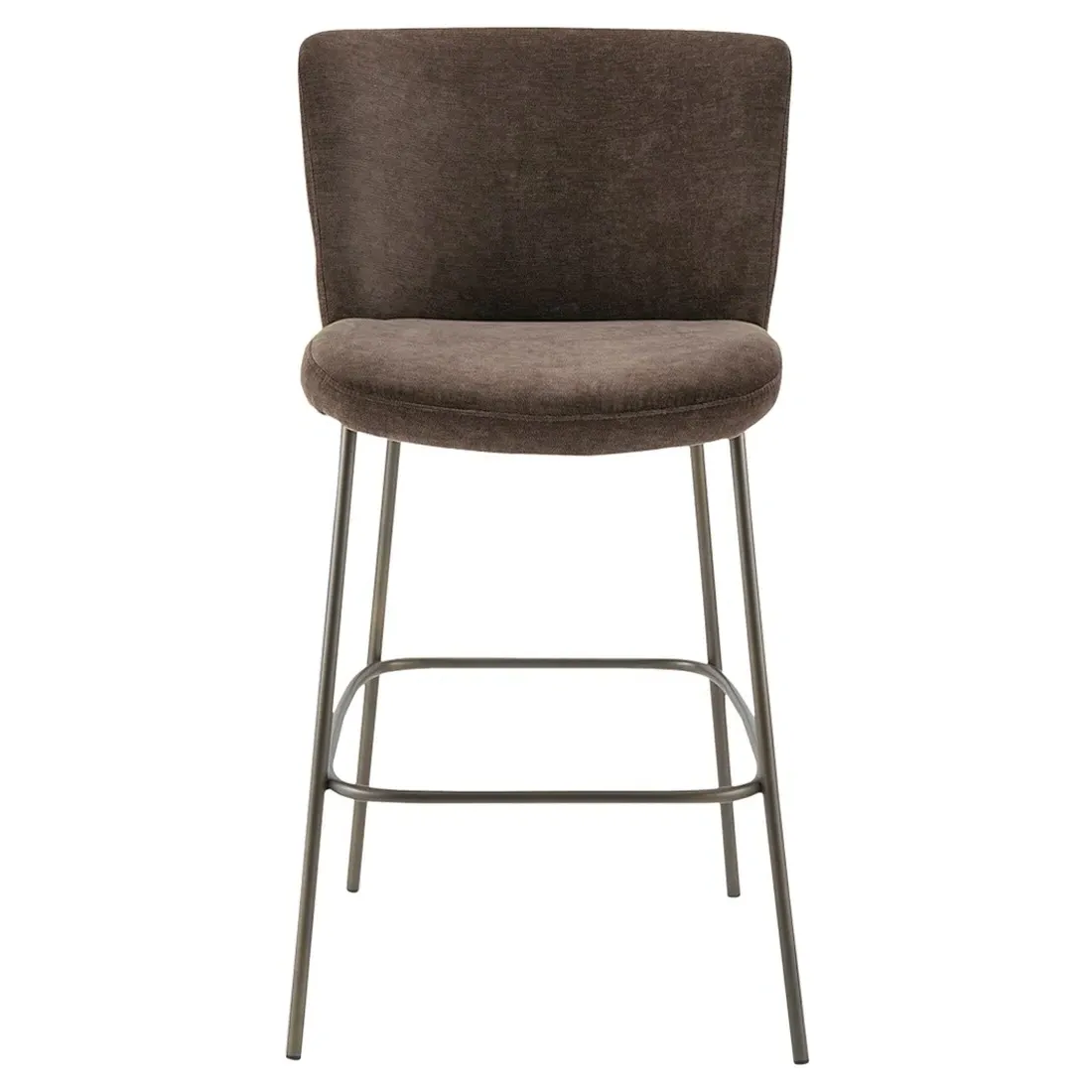Sally Metal Bar Stool - Dark Brown, Polyester
